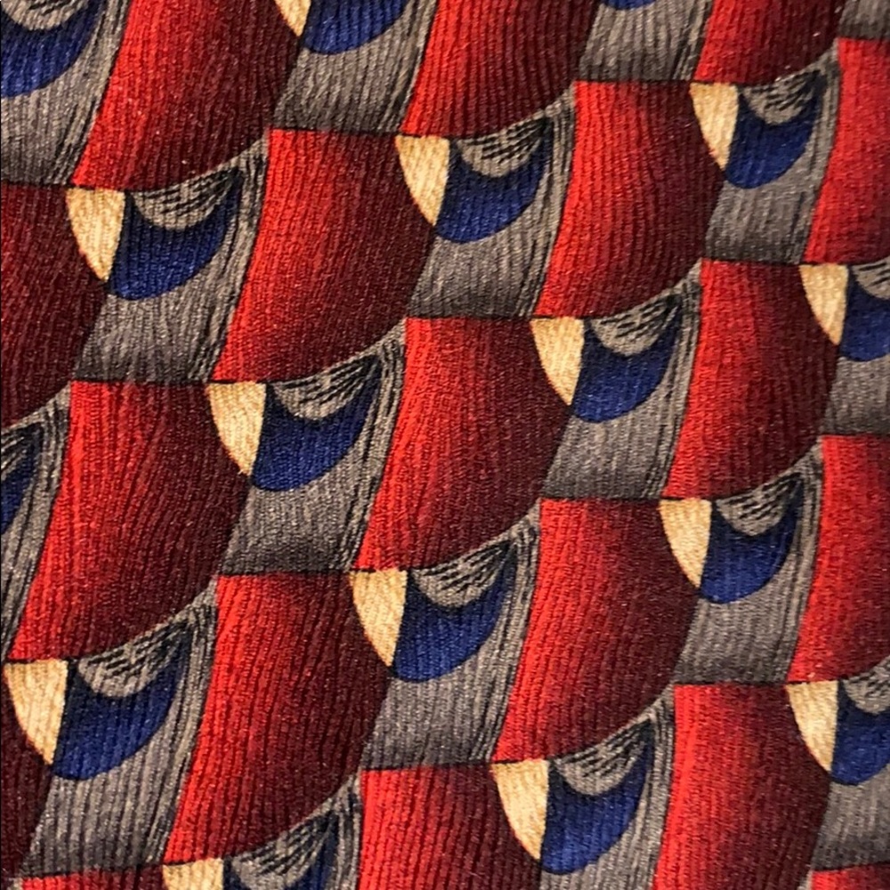 J.Z Richards tie red blue gray tan silk - Picture 3 of 16